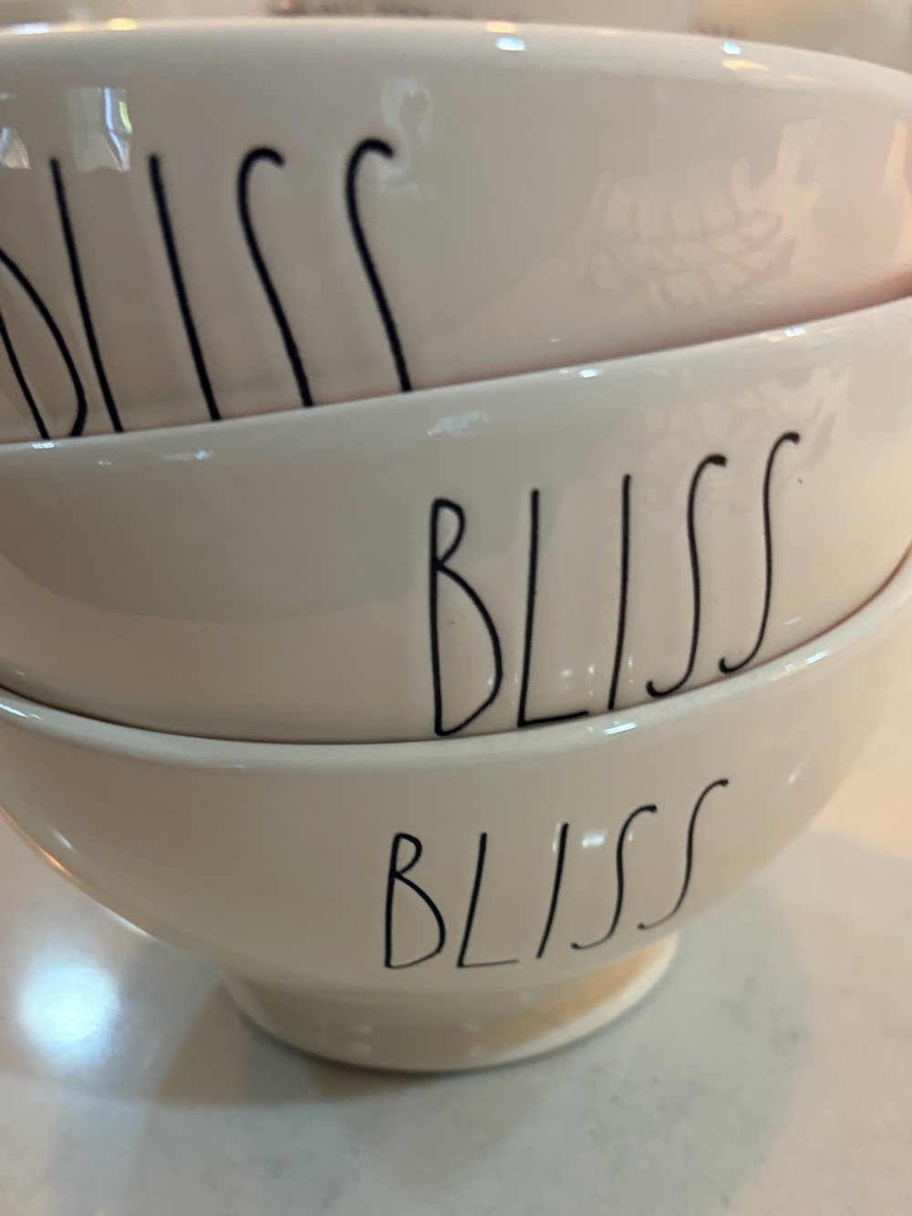 Rae Dunn BLISS White Ceramic Bowls - Set of 3 red interior